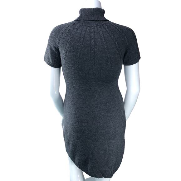 Calvin Klein Womens Size 4 Dress Grey Cable Knit Mock Neck Short Sleeve Sweater - Picture 7 of 15